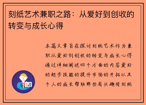 刻纸艺术兼职之路：从爱好到创收的转变与成长心得